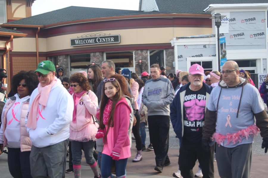 Students and staff participate in annual breast cancer awareness walk