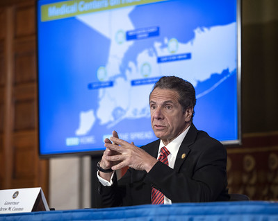 Governor Andrew M. Cuomo provides a coronavirus update during a press conference in the Red Room at the State Capitol. 