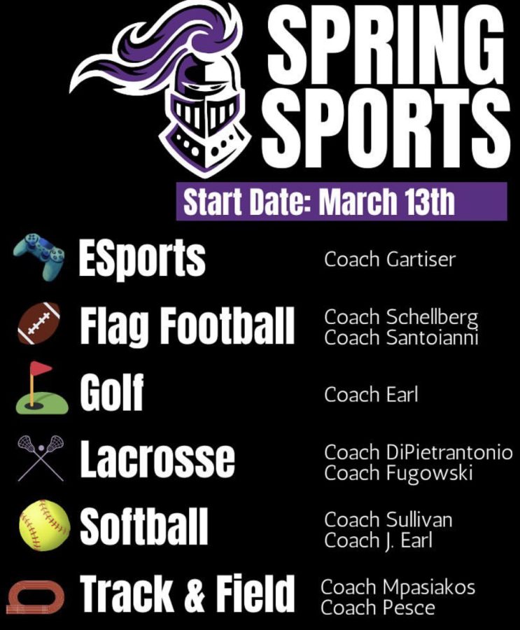 A list of available girls spring sports.