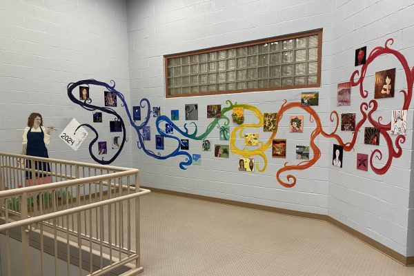 A mural dedicated to Ms. McGuckin, a retired teacher of Monroe-Woodbury High School, can be seen by the central stairwell on B floor.