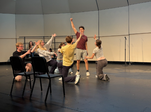 The cast of "The 25th Annual Putnam County Spelling Bee" rehearses for the debut of the musical on June 5.