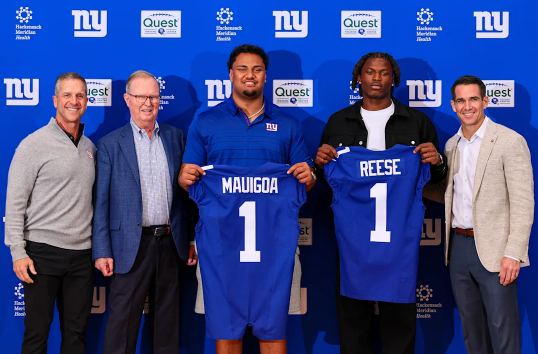 The Giants introduce first round picks Francis Mauigoa and Arvell Reese. 